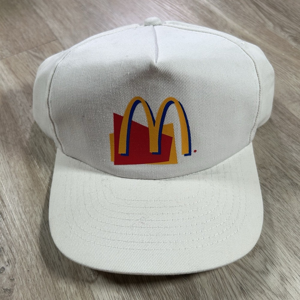 VTG Mcdonald's Snapback Hat White Red KC Fastfood Burger Cap